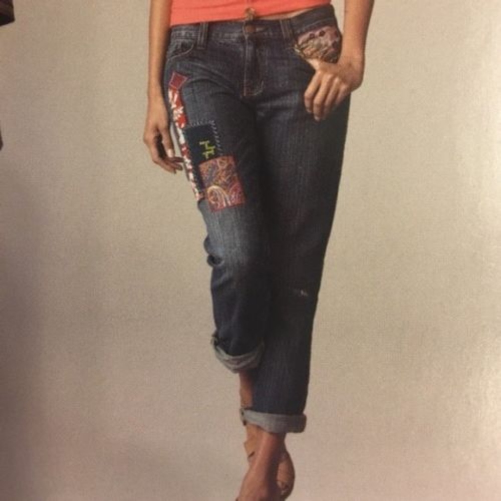 CAbi Pants Jeans Blue Denim Patchwork Boyfriend